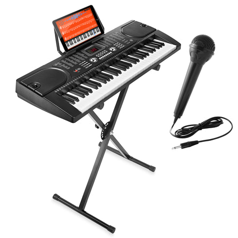 Electric Keyboard Piano with Stand - Microphone - and Sticker Sheet